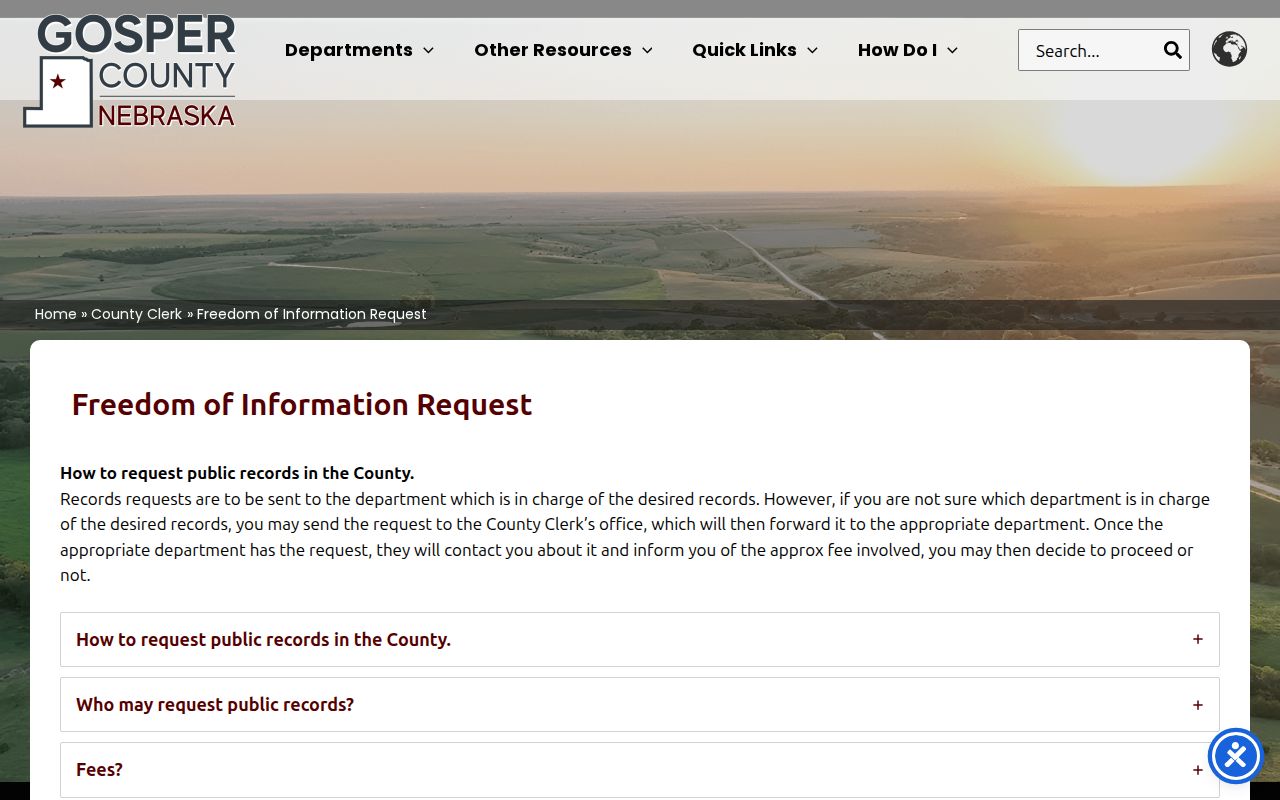 Gosper County arrest history public-record request route